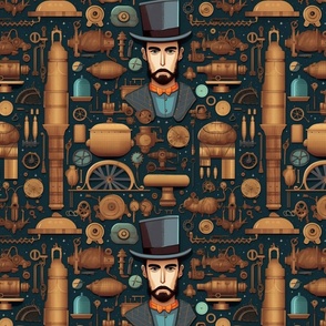 magritte inspired portrait of steampunk president lincoln