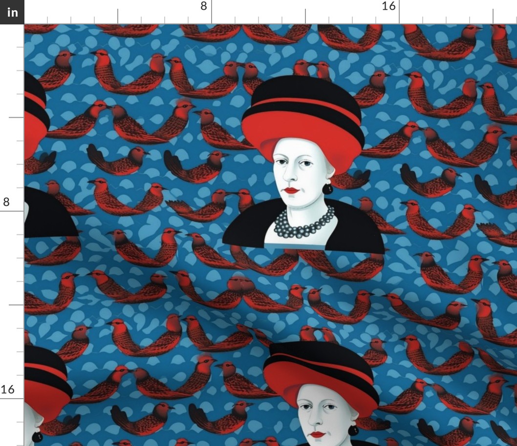 magritte inspired portrait of tudor queen elizabeth