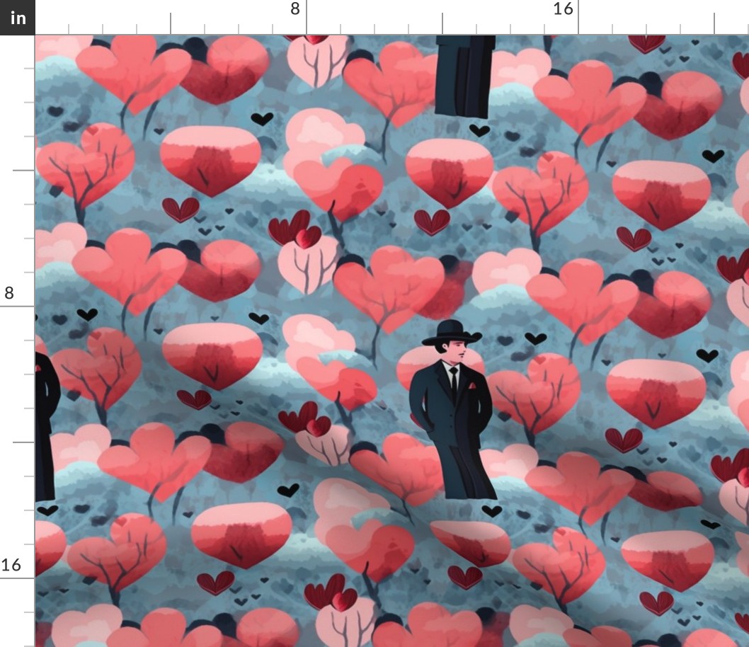 valentine heart forest trees inspired by rene magritte