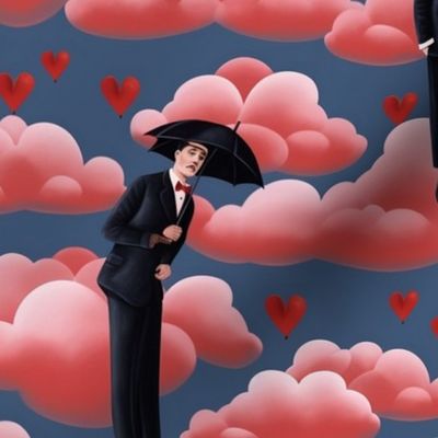 magritte inspired valentine in the sky