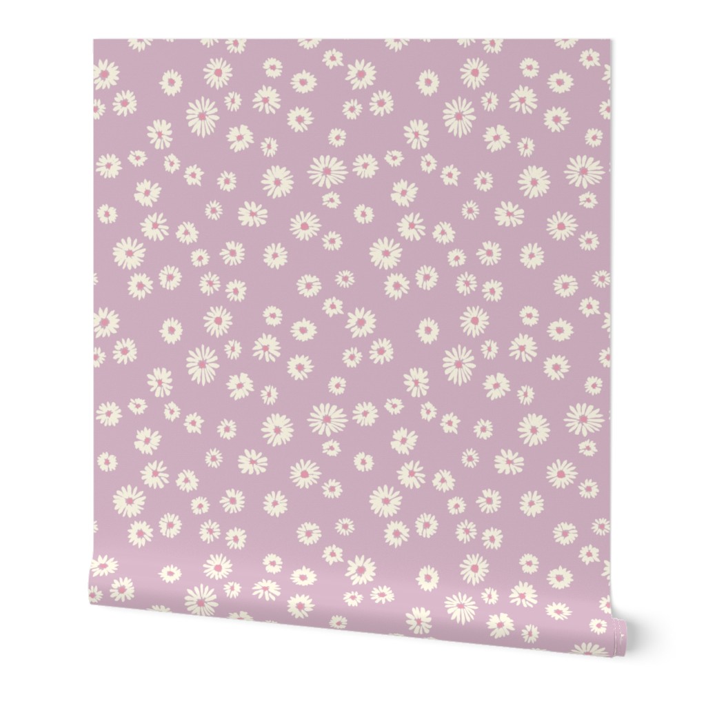 Ditsy hand painted daisies on lilac