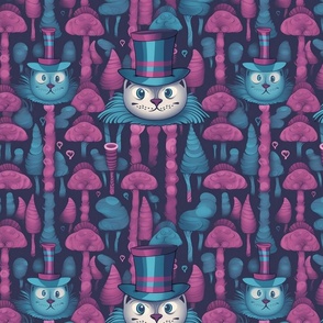 psychedelic cheshire cat in a top hat 