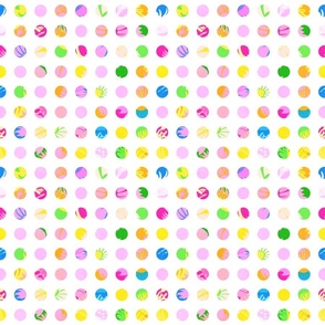 Pastel Spring Mini Polka Dots Pattern Modern Cut Outs Flower Garden Colors Pink Green Yellow Blue Scandi Geometric Circles Design