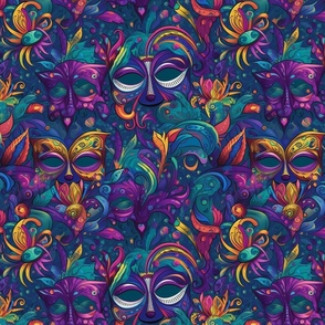 purple and teal blue mardi gras masquerade masks
