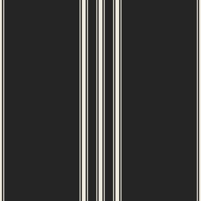 JUMBO // classic ticking stripes - creamy white_ raisin black 02 - black and white traditional simple minimalist