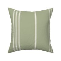 large scale // classic ticking stripes - creamy white_ light sage green 02 - traditional simple minimalist