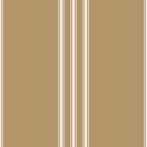 large scale // classic ticking stripes - creamy white_ lion gold mustard yellow brown 02 - traditional simple minimalist