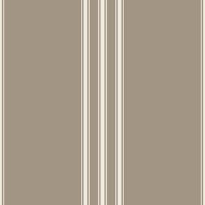 large scale // classic ticking stripes - creamy white_ khaki brown 02 - traditional simple minimalist