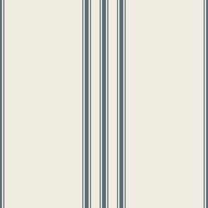 large scale // classic ticking stripes - creamy white_ marble blue teal - traditional simple minimalist