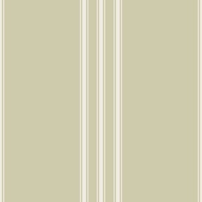 large scale // classic ticking stripes - creamy white_ thistle green 02 - traditional simple minimalist