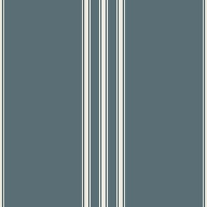 large scale // classic ticking stripes - creamy white_ marble blue 02 - traditional simple minimalist