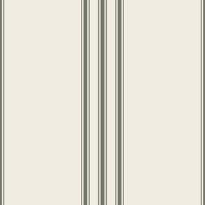 large scale // classic ticking stripes - creamy white_ limed ash green - traditional simple minimalist