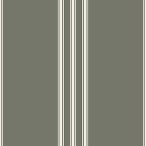 large scale // classic ticking stripes - creamy white_ limed ash 02 - traditional simple minimalist