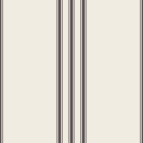 large scale // classic ticking stripes - creamy white_ purple brown - traditional simple minimalist