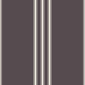 large scale // classic ticking stripes - creamy white_ purple brown 02 - traditional simple minimalist
