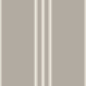 large scale // classic ticking stripes - cloudy silver taupe_ creamy white 02 - traditional simple minimalist