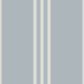large scale // classic ticking stripes - creamy white_ french grey blue 02 - traditional simple minimalist
