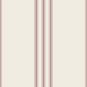 large scale // classic ticking stripes - creamy white_ dusty rose pink - traditional simple minimalist