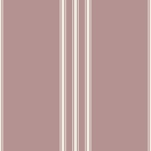 large scale // classic ticking stripes - creamy white_ dusty rose pink 02 - traditional simple minimalist