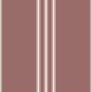 large scale // classic ticking stripes - copper rose pink_ creamy white 02 - traditional simple minimalist