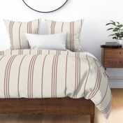 large scale // classic ticking stripes - copper rose pink_ creamy white - traditional simple minimalist