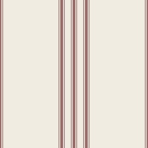 large scale // classic ticking stripes - copper rose pink_ creamy white - traditional simple minimalist
