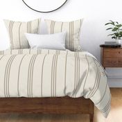 large scale // classic ticking stripes - creamy white_ khaki brown - traditional simple minimalist