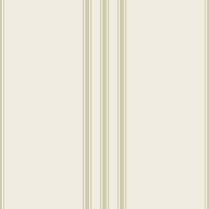 large scale // classic ticking stripes - creamy white_ thistle green - traditional simple minimalist