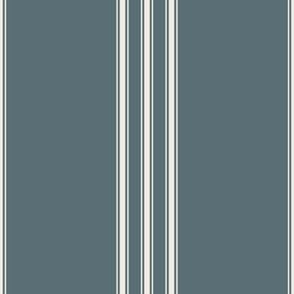 medium scale // classic ticking stripes - creamy white_ marble blue 02 - traditional simple minimalist
