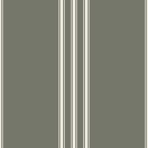 medium scale // classic ticking stripes - creamy white_ limed ash 02 - traditional simple minimalist