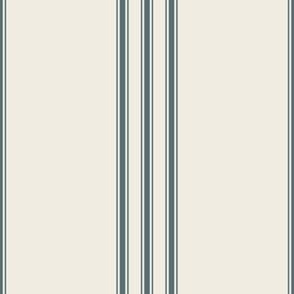 medium scale // classic ticking stripes - creamy white_ marble blue teal - traditional simple minimalist