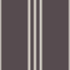 medium scale // classic ticking stripes - creamy white_ purple brown 02 - traditional simple minimalist