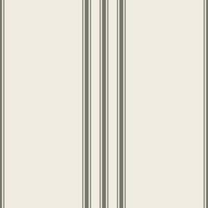 medium scale // classic ticking stripes - creamy white_ limed ash green - traditional simple minimalist