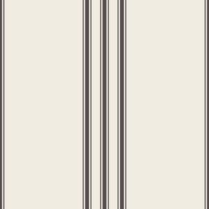 medium scale // classic ticking stripes - creamy white_ purple brown - traditional simple minimalist