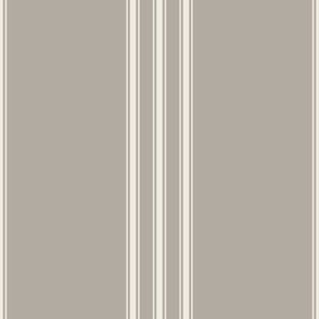 medium scale // classic ticking stripes - cloudy silver taupe_ creamy white 02 - traditional simple minimalist