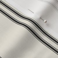 medium scale // classic ticking stripes - creamy white_ raisin black - black and white traditional simple minimalist