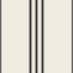 medium scale // classic ticking stripes - creamy white_ raisin black - black and white traditional simple minimalist