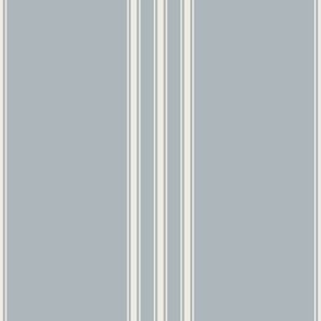 medium scale // classic ticking stripes - creamy white_ french grey blue 02 - traditional simple minimalist