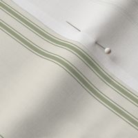 medium scale // classic ticking stripes - creamy white_ light sage green - traditional simple minimalist