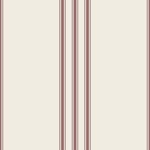 medium scale // classic ticking stripes - copper rose pink_ creamy white - traditional simple minimalist