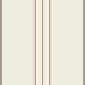 medium scale // classic ticking stripes - creamy white_ khaki brown - traditional simple minimalist