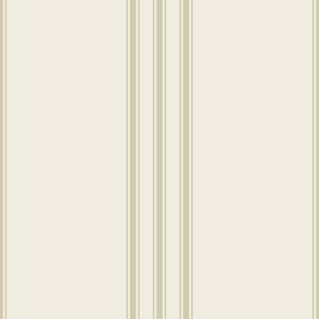 medium scale // classic ticking stripes - creamy white_ thistle green - traditional simple minimalist