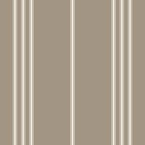 small scale // classic ticking stripes - creamy white_ khaki brown 02 - traditional simple minimalist