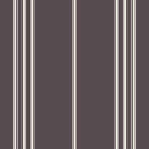 small scale // classic ticking stripes - creamy white_ purple brown 02 - traditional simple minimalist