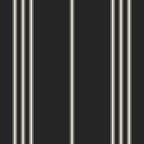 small scale // classic ticking stripes - creamy white_ raisin black 02 - black and white traditional simple minimalist