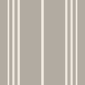 small scale // classic ticking stripes - cloudy silver taupe_ creamy white 02 - traditional simple minimalist