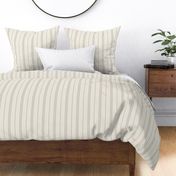 small scale // classic ticking stripes - cloudy silver taupe_ creamy white - traditional simple minimalist