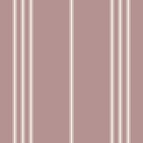 small scale // classic ticking stripes - creamy white_ dusty rose pink 02 - traditional simple minimalist