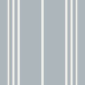 small scale // classic ticking stripes - creamy white_ french grey blue 02 - traditional simple minimalist