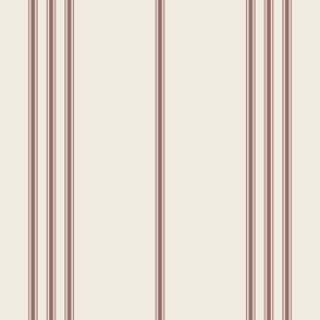 small scale // classic ticking stripes - copper rose pink_ creamy white - traditional simple minimalist
